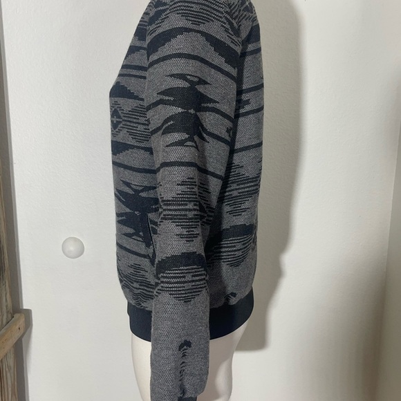 Bentee charcoal and black Aztec tribal pattern bomber jacket new pockets large - Picture 5 of 9